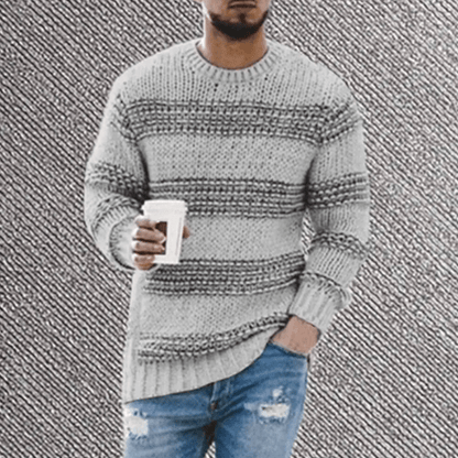 Pull à rayures à col rond à manches longues pour homme