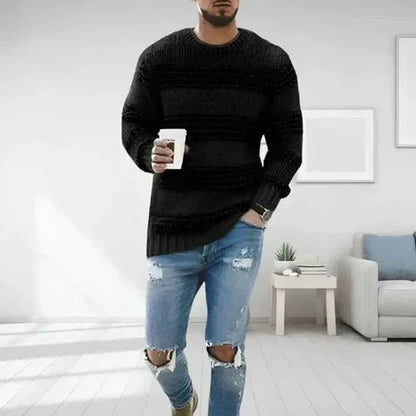 Pull à rayures à col rond à manches longues pour homme