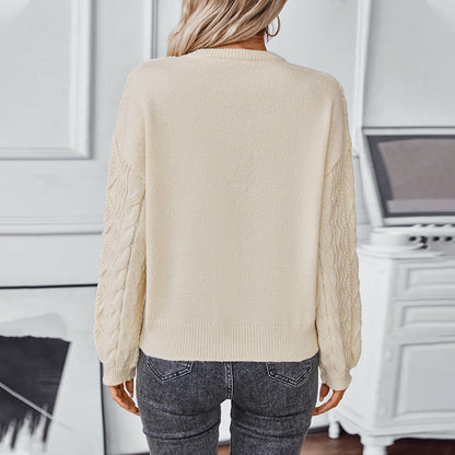 Pull à torsades à manches longues pour femme