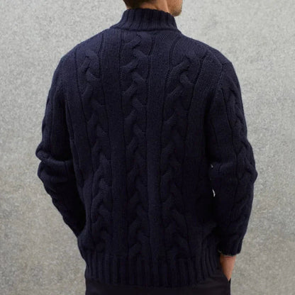 Pull à torsades zippé pour homme