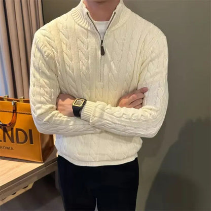Pull à torsades zippé pour homme