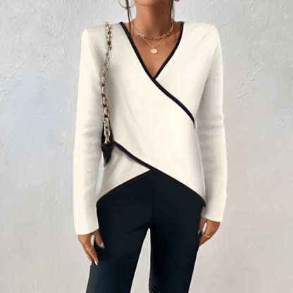 Pull cache-cœur à col en V pour femme