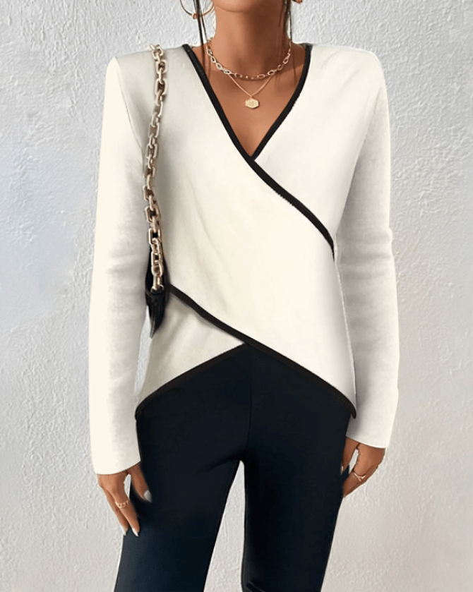 Pull cache-cœur à col en V pour femme