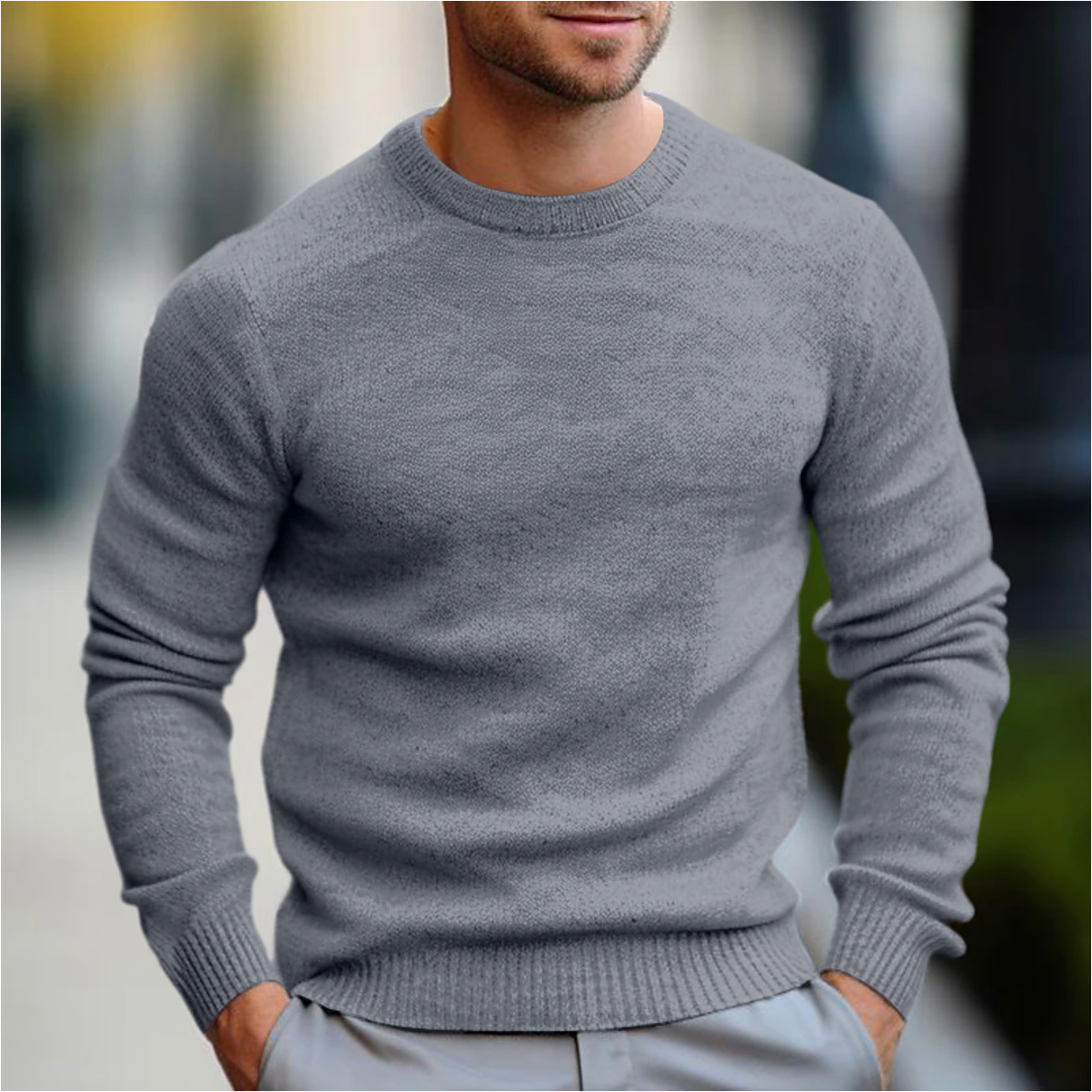 Pull col rond pour homme - manches longues