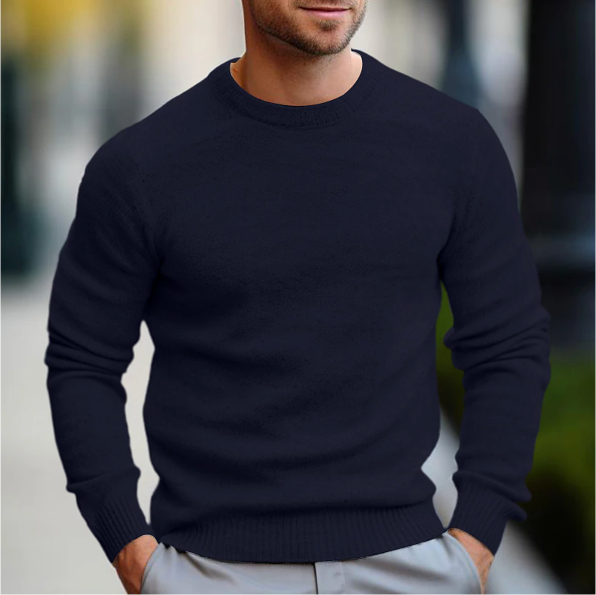 Pull col rond pour homme - manches longues