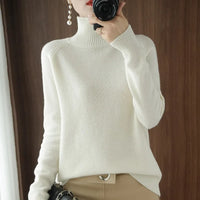 Pull col roulé doux à manches longues pour femme