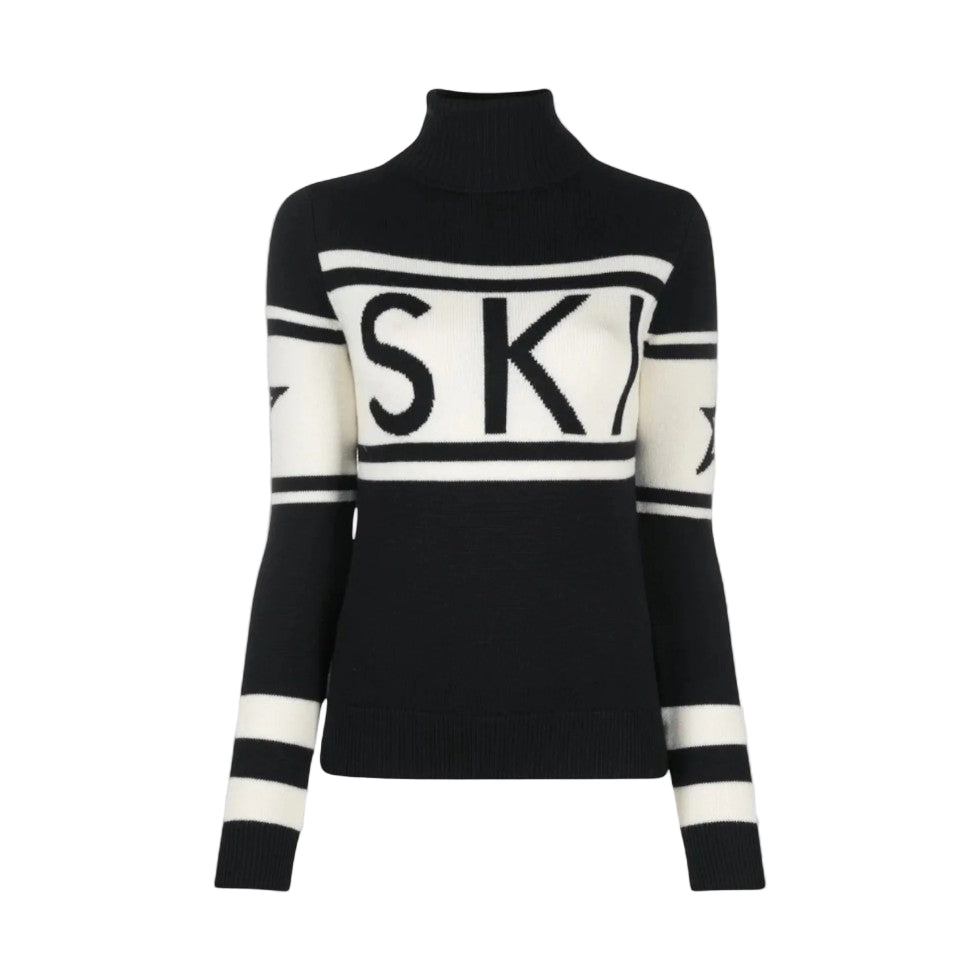 Pull col roulé femme à motif graphique moderne