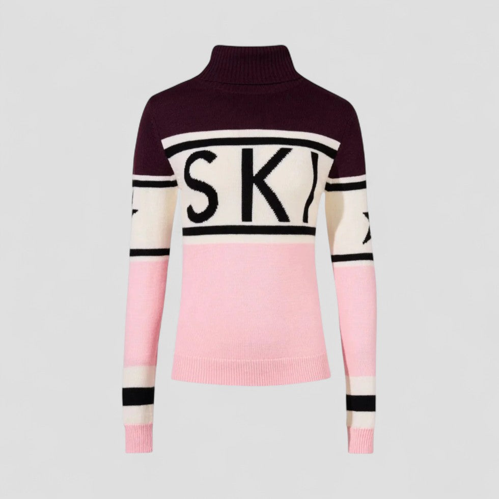 Pull col roulé femme à motif graphique moderne