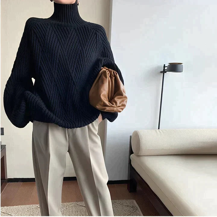 Pull col roulé noir