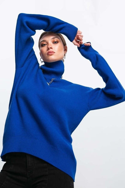 Pull col roulé oversize femme