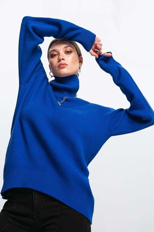 Pull col roulé oversize femme