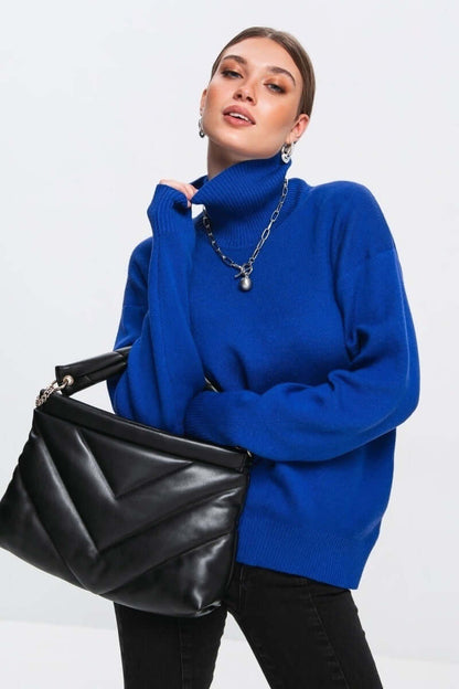 Pull col roulé oversize femme