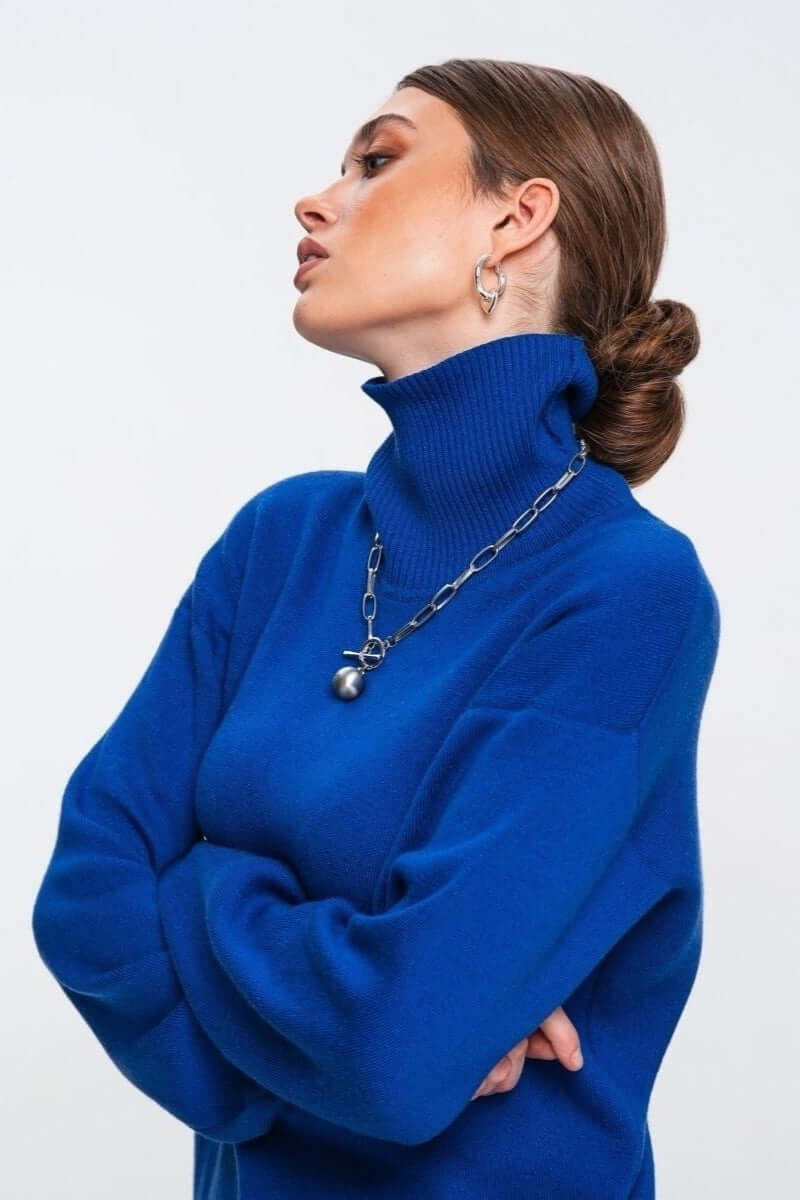 Pull col roulé oversize femme