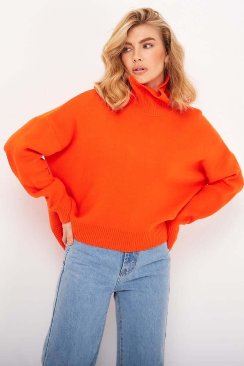 Pull col roulé oversize femme