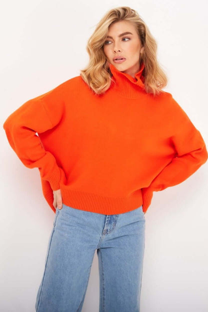 Pull col roulé oversize femme