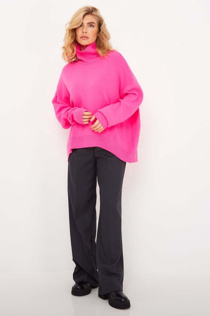 Pull col roulé oversize femme