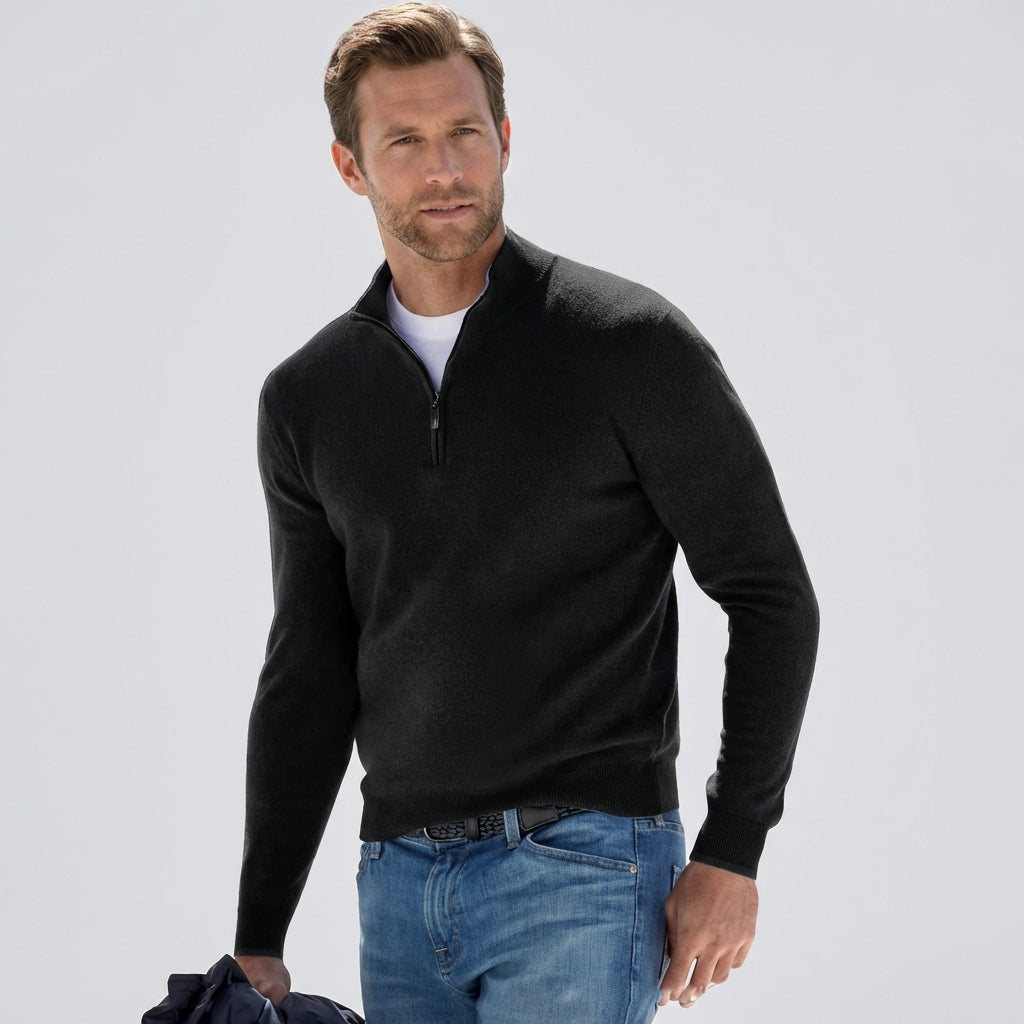 Pull col V zippé pour homme - idéal pour le printemps