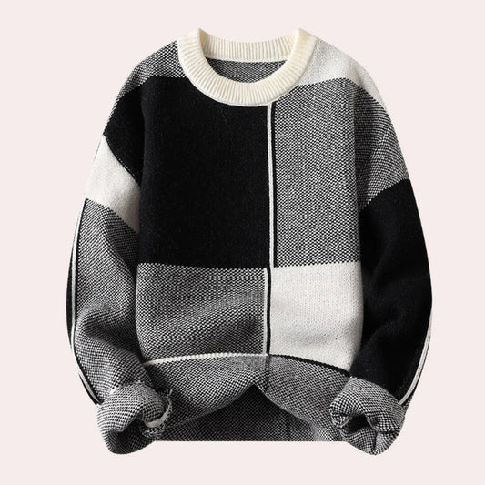 Pull color-block à col rond pour homme