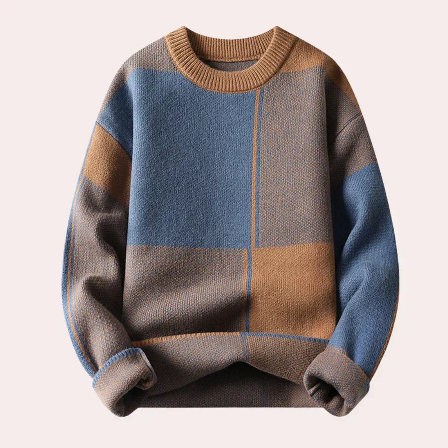 Pull color-block à col rond pour homme