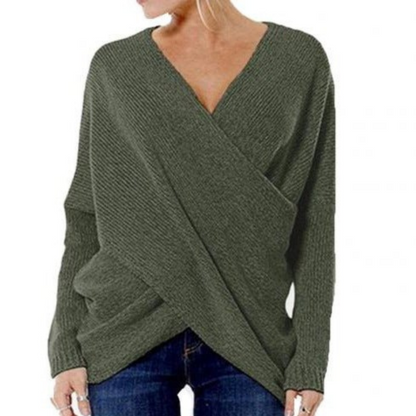Pull croisé à col en V pour femme