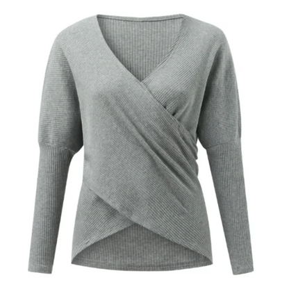 Pull croisé à col en V pour femme
