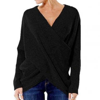 Pull croisé à col en V pour femme