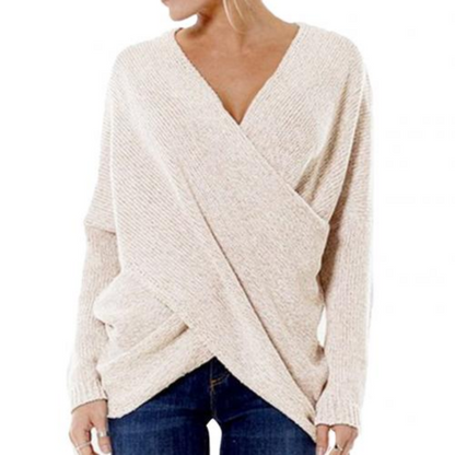 Pull croisé à col en V pour femme