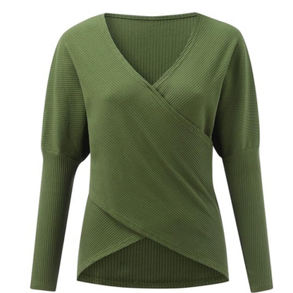 Pull croisé à col en V pour femme