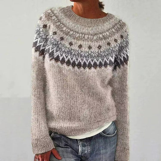 Pull d’hiver Fair Isle à col rond pour femme