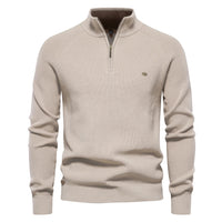 Pull décontracté pour homme à col montant zippé