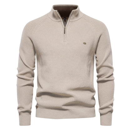 Pull décontracté pour homme à col montant zippé