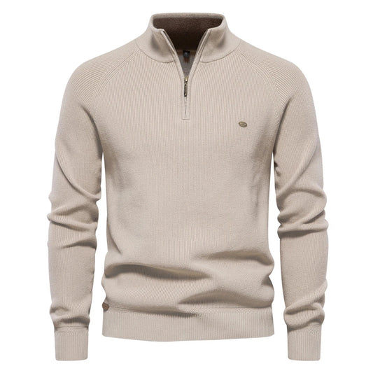 Pull décontracté pour homme à col montant zippé