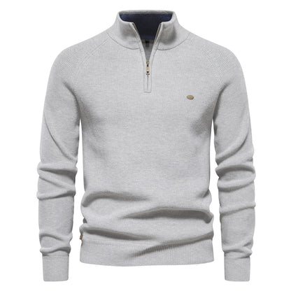 Pull décontracté pour homme à col montant zippé