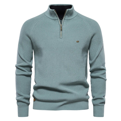 Pull décontracté pour homme à col montant zippé