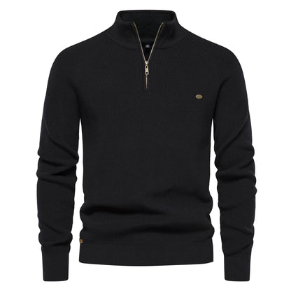 Pull décontracté pour homme à col montant zippé