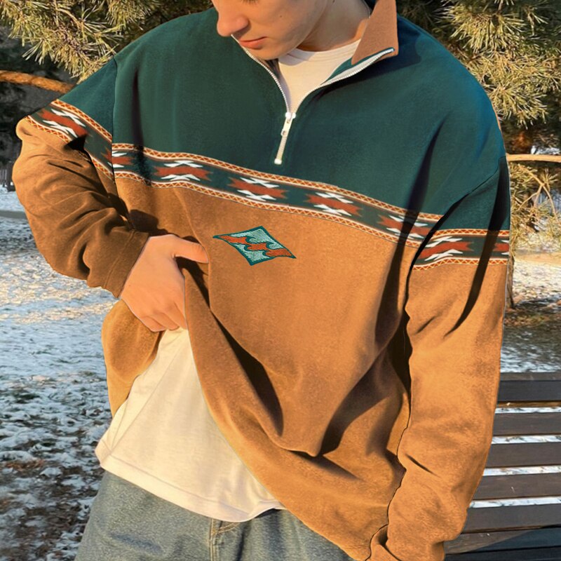 Pull demi-zip à col montant tendance