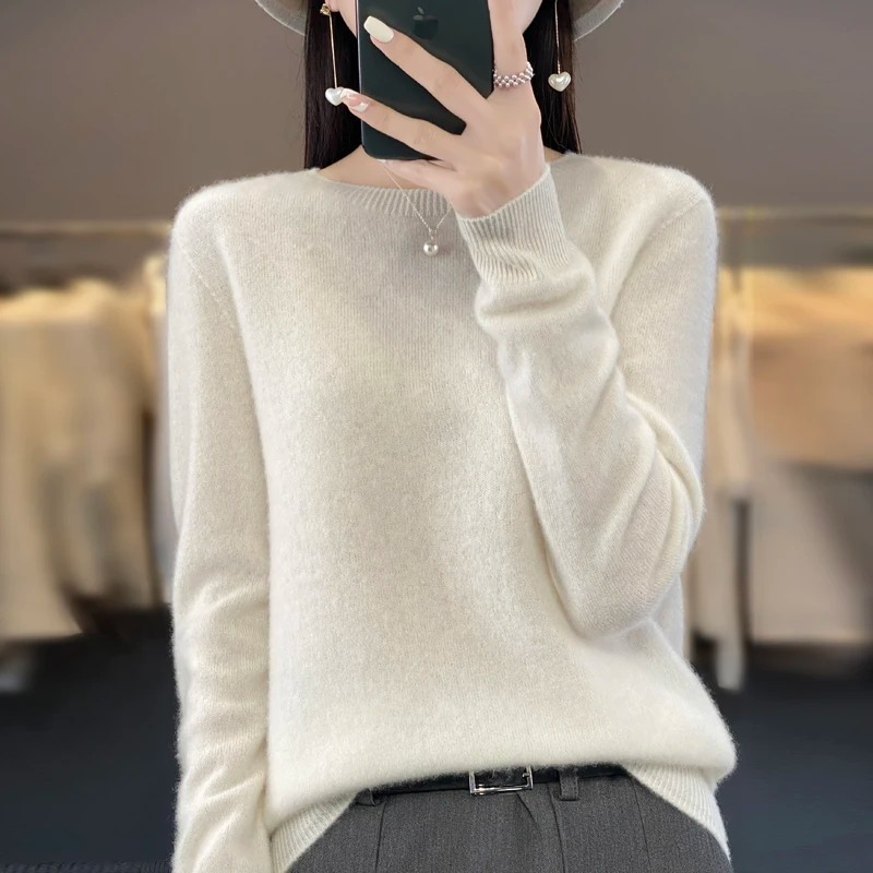 Pull en cachemire femme, col rond élégant, doux et confortable