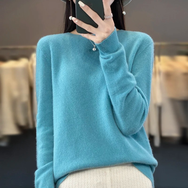 Pull en cachemire femme, col rond élégant, doux et confortable