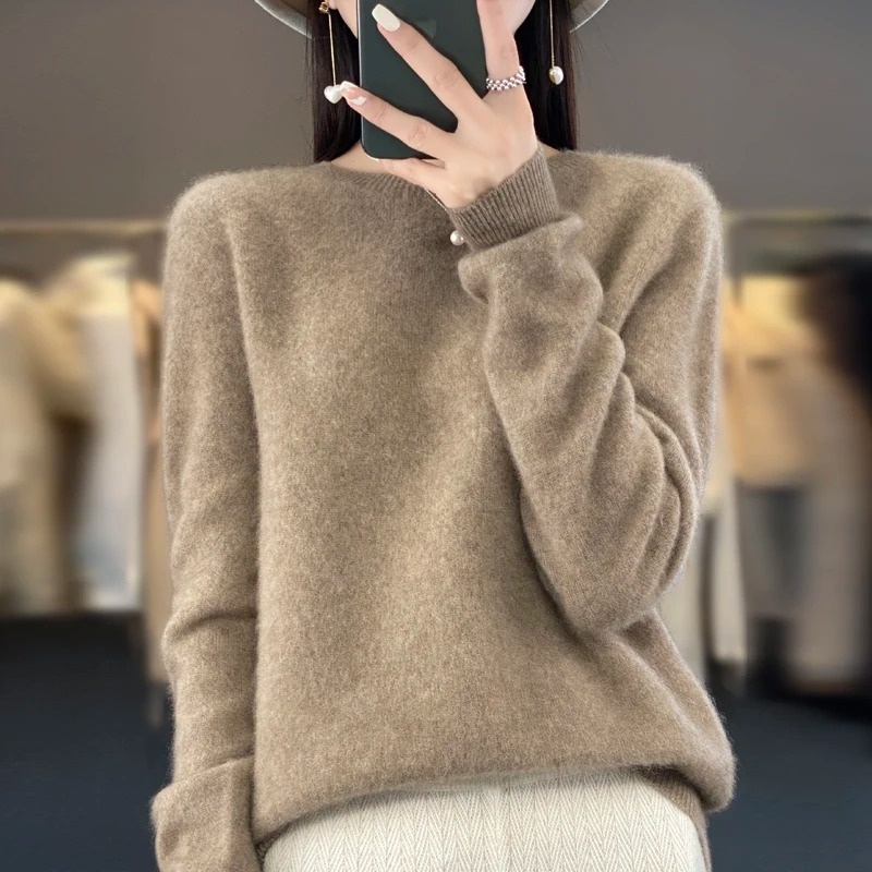 Pull en cachemire femme, col rond élégant, doux et confortable