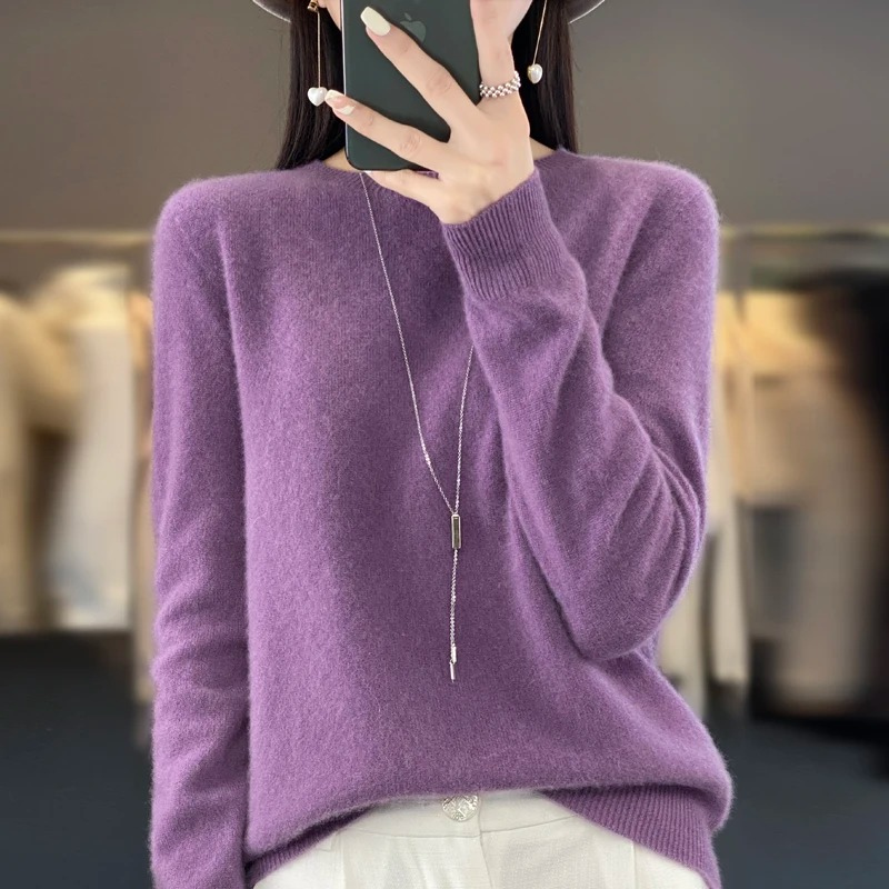 Pull en cachemire femme, col rond élégant, doux et confortable