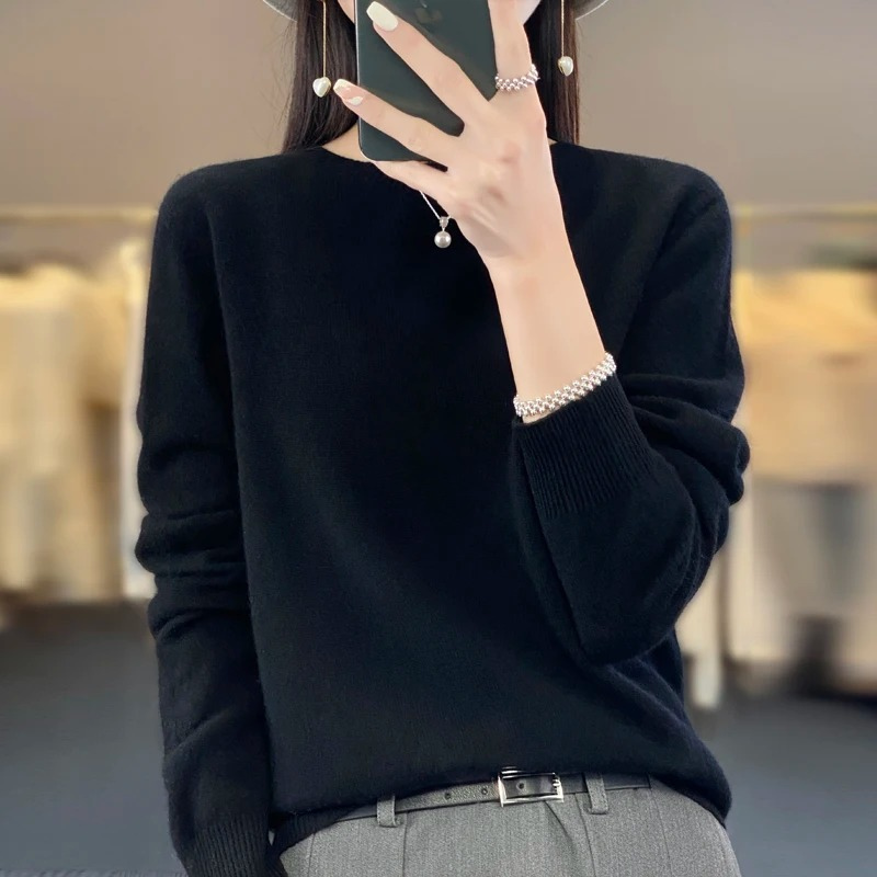 Pull en cachemire femme, col rond élégant, doux et confortable