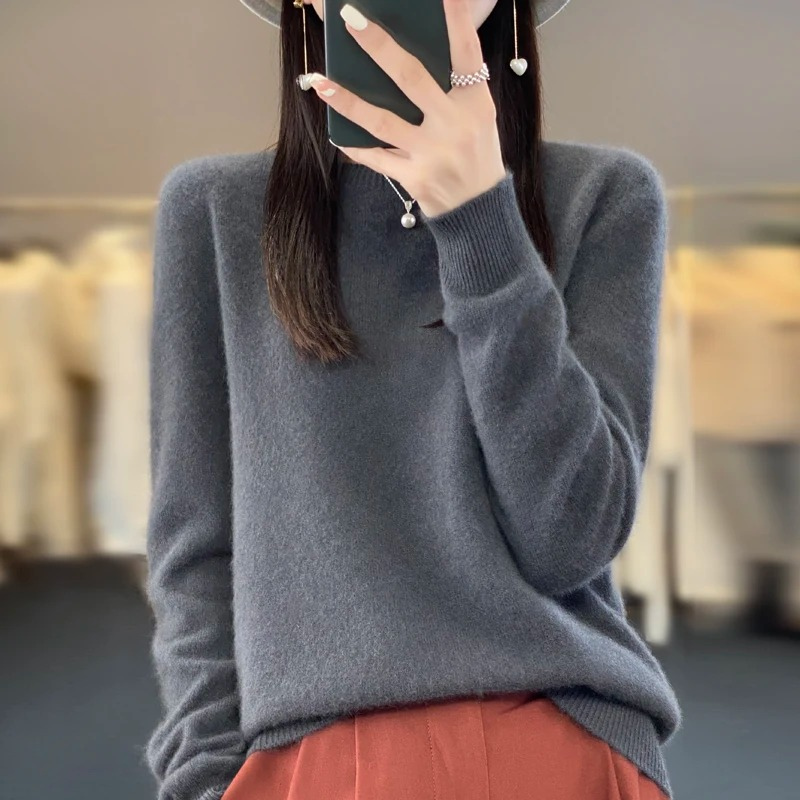 Pull en cachemire femme, col rond élégant, doux et confortable