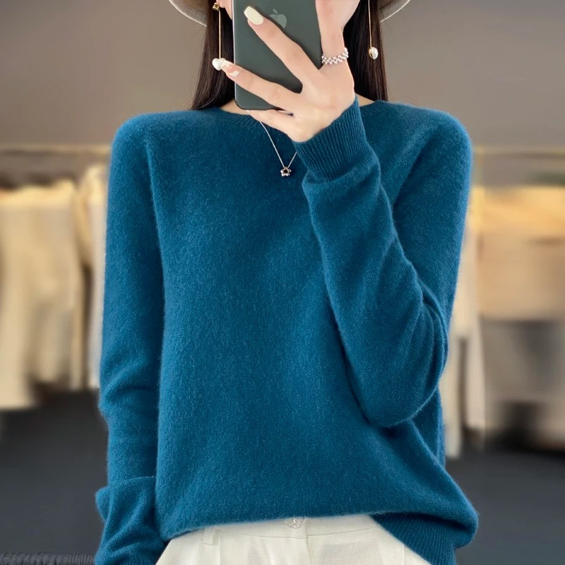 Pull en cachemire femme, col rond élégant, doux et confortable