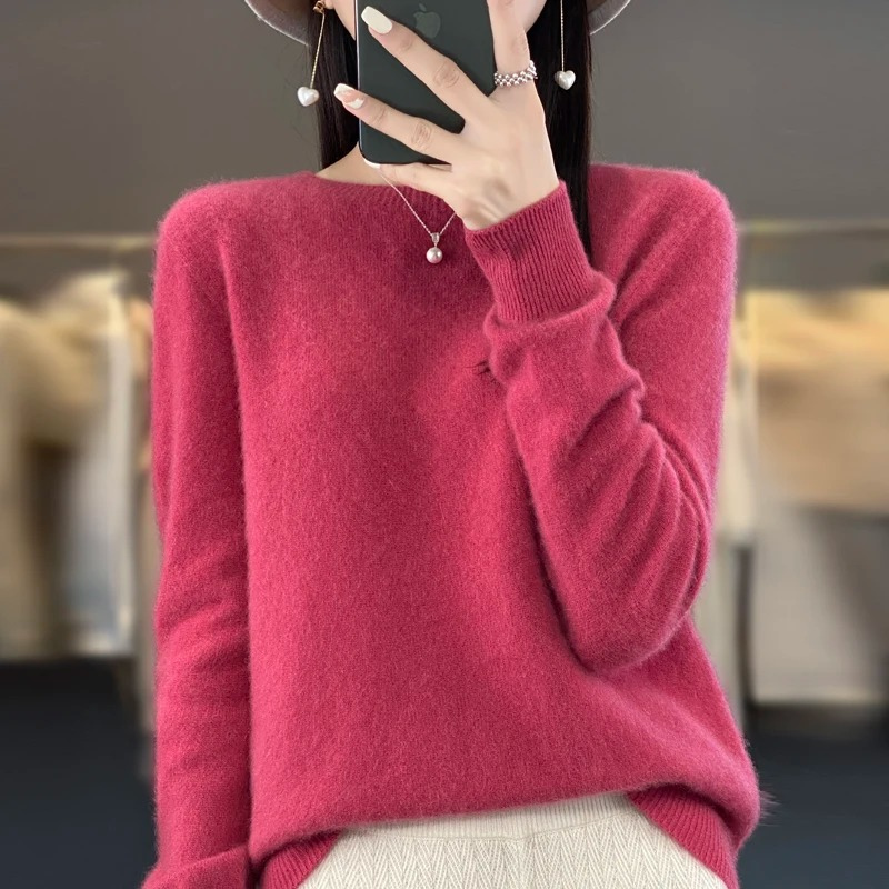 Pull en cachemire femme, col rond élégant, doux et confortable