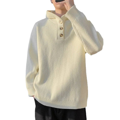 Pull en maille à capuche avec patte de boutonnage pour homme