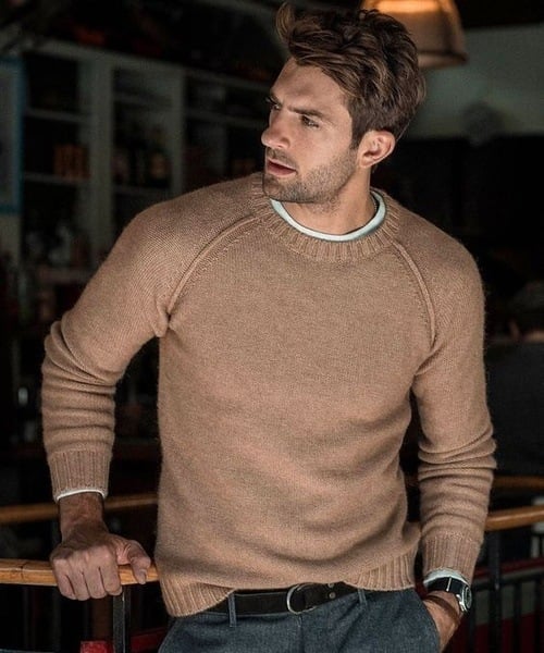 Pull en maille à col rond pour homme