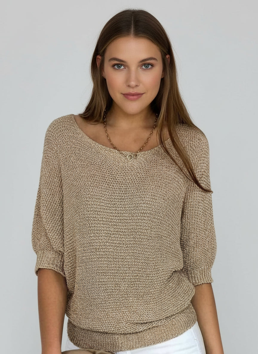 Pull en maille à manches courtes pour femme