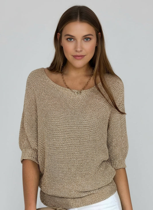 Pull en maille à manches courtes pour femme