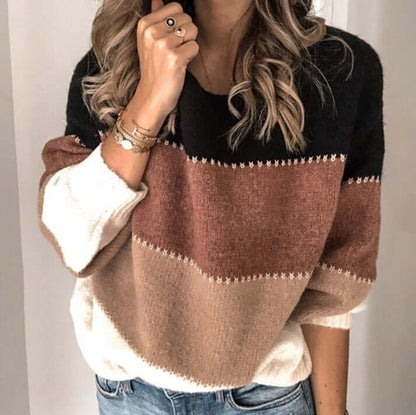 Pull en maille rayé pour femme - coupe ample