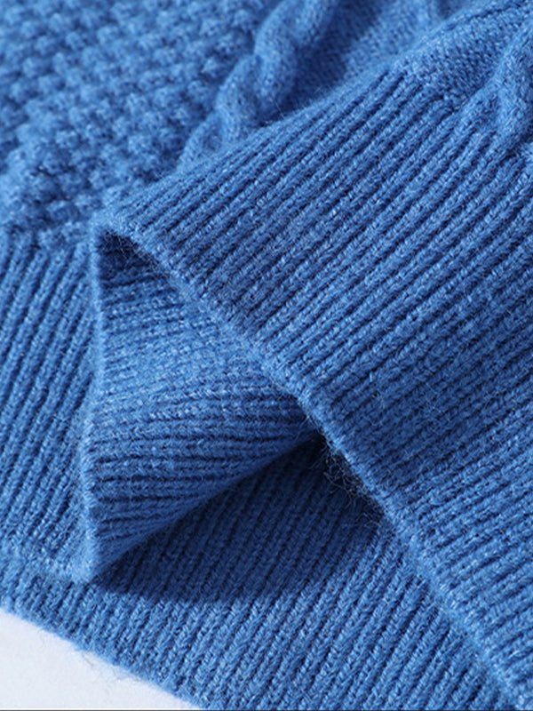 Pull en maille torsadée à col rond pour homme